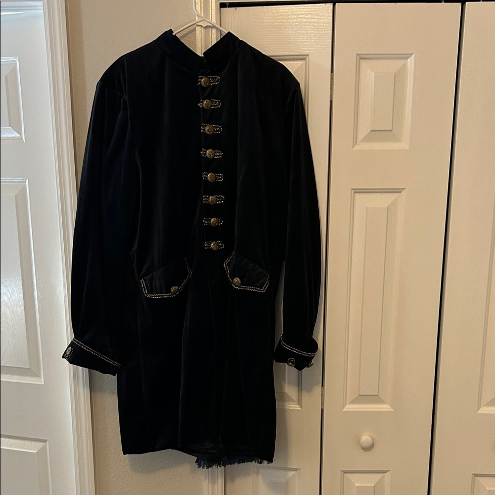 Black Velvet Military Style Coat